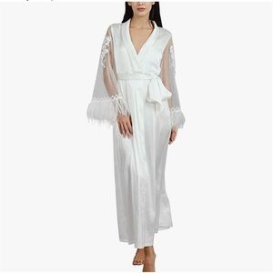 Bridal Robe with Feathers and Embellishments